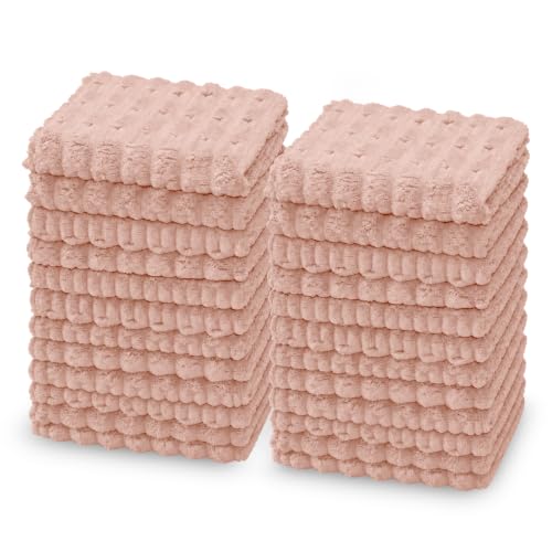 kimteny Microfiber Dish Cloths for Washing Dishes 24 Pack, Pink - color: Pink, size: 12 x 12 - 24 Pack