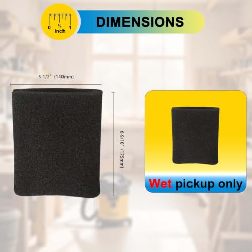 5 Pack VFF21 Foam Filters for Most Vacmaster 2.5 to 5 Gal Wet/Dry Vacuums