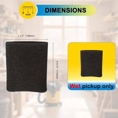 5 Pack VFF21 Foam Filters for Most Vacmaster 2.5 to 5 Gal Wet/Dry Vacuums