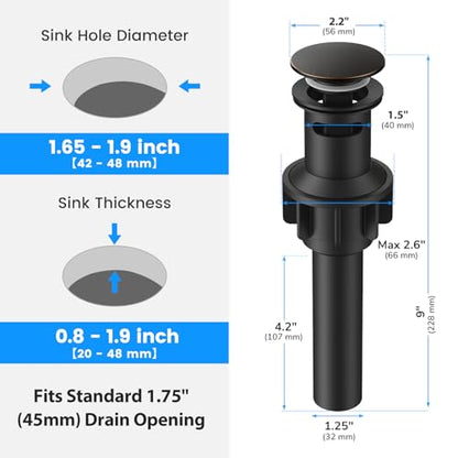 Bathroom Sink Drain with Overflow with Hair Catcher Anti-Clog Sink Strainer - color: Oil Rubbed Bronze
