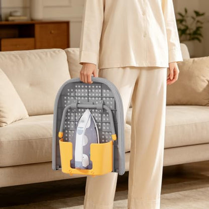 Tabletop Ironing Board with Iron Holder and Silicone Iron Rest Pad,Small Ironing Board for Small Spaces - color: Gray