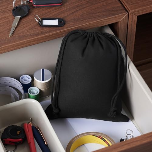 Heavy Duty Cotton Drawstring Bags 4-Pack - 270 GSM Thick Cloth Pouches for Gifts, Travel, Dice, Jewelry, Laundry - Double Drawstring (Rustic Black, 6 x 8 Inches) - color: Rustic Black, size: 6 x 8 Inches