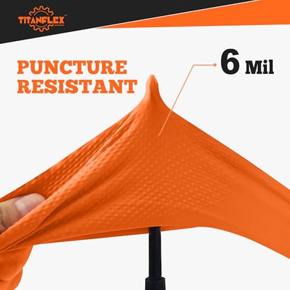 TitanFlex Heavy Duty Orange Nitrile Gloves, 6 Mil, Raised Diamond Texture, Mechanic Disposable Gloves, Latex Free Powder Free - color: 04 6mil (100ct), size: Large