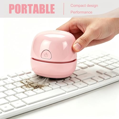 YUNYILAN Desktop Vacuum Cleaner USB Recharging, Portable Mini Vacuum Cleaner for Cleaning Eraser Crumbs, Dust, Crumbs, Computer Keyboard and Car (Pink)