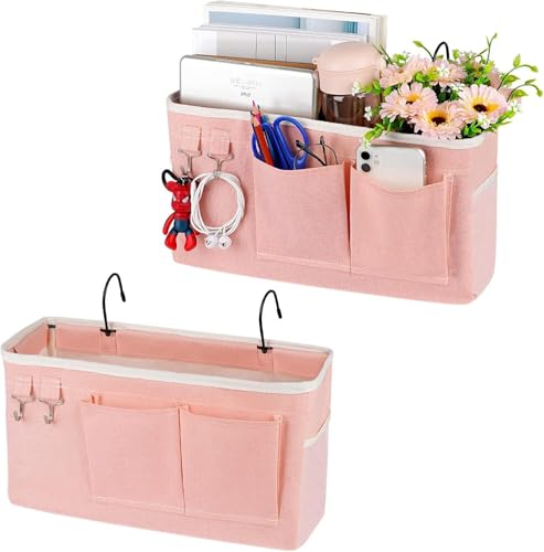 Bedside Caddy Bedside Storage Bag for Headboards/Bunk Bed - color: 2PC Light Pink