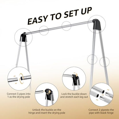 TOOLF 55" Stainless Steel Collapsible Clothes Drying Rack - size: 55 inch