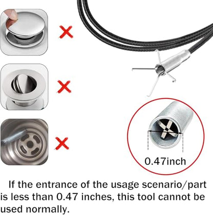 Drain Snake, Hair Drain Clog Remover Tool - 61 inch Snake Drain Hair Removal Tool for Sewer Kitchen Bathroom Tub Clogged Drains Opener Cleaning Tool, Flexible Grabber Claw Pick Up Reacher - color: R61
