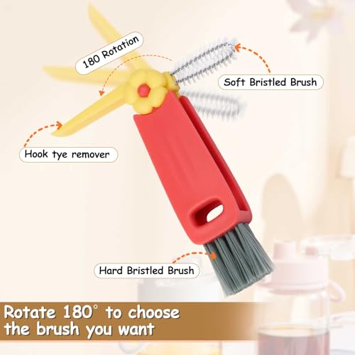 3 in 1 Cup Lid Cleaning Brush Set, Crevice Cleaning Brush and Straws Cleaning Brush, Multifunctional Portable Cup Lid Gaps Cleaning Brush, Tiny Cleaning Brush for Cleaning Water Bottle