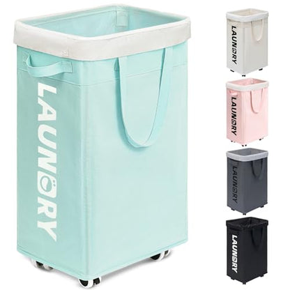 Goodpick 75L Rolling Laundry Basket with Removable Wash Bag for Living Room - color: Blue 1-Pack