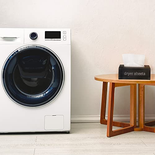 AuldHome Design Farmhouse Dryer Sheet Dispenser (Black); Countertop Enamelware Fabric Softener Sheet Holder for Laundry Room - color: Black