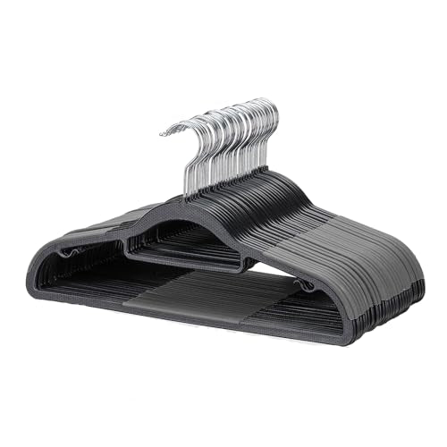 30-Pack Plastic Clothes Hangers, Space Saver, Non Slip, 360° Swivel Hook, 0.2 Inches Slim, Sturdy Heavy Duty Coat Hangers, Durable Hangers for Suits, Black and Dark Gray - color: Black and Dark Gray, size: 30 pack