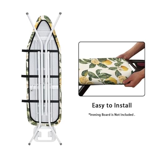 Cute Lemon Ironing Board Cover and Pad Standard Ironing Board Cover with Elastic Edge and Hook and Loop Fasteners Heat-Reflective Fabric - color: Cute Lemon