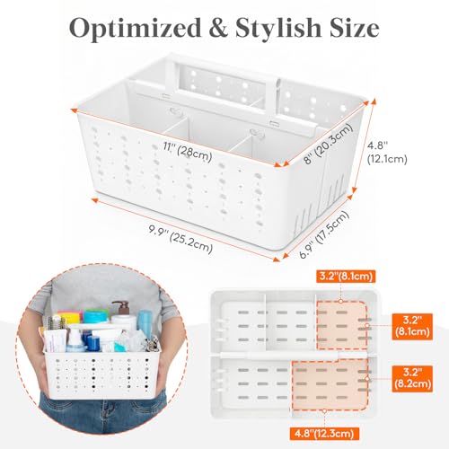 Lifewit Portable Shower Caddy, Plastic Basket Organizer, 1 Pack, White - color: White