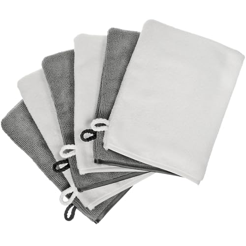 PHOGARY Microfiber Face Cloths, 6"x8" Fast Drying Bath Mitts Washcloth, Super Absorbent Soft Lightweight Towel Body Facial Cloths Small Wash Mitt for Travel Showering Washing Face(6 Pack,White & Grey) - color: White & Grey, size: 6x8 Inch (Pack of 6)
