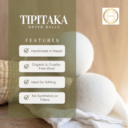 Laundry Wool Dryer Balls | Natural Fabric Softener – Reusable, Eco-Friendly, Reduces Drying Time – Wool Balls Replaces Dryer Sheets - 6 XL Pack - Laundry Balls for Dryer