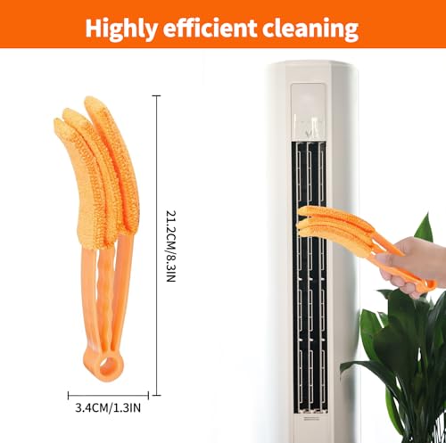 6 Pcs Window Venetian Blind Cleaner Duster Tool, Microfiber 6 Finger Duster Brush for Cleaning Window Shutters, Air Conditioner, Wood & Vinyl Blinds, Includes 6 Cloth Covers