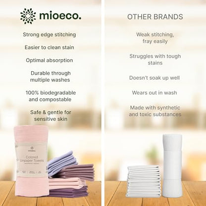mioeco 24 Pack Reusable Kitchen Paper Towels, Organic Multicolor Cloths - size: 24 Pack Blush Harmony