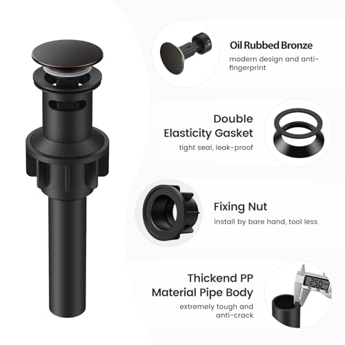 Bathroom Sink Drain with Overflow with Hair Catcher Anti-Clog Sink Strainer - color: Oil Rubbed Bronze
