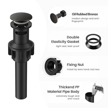 Bathroom Sink Drain with Overflow with Hair Catcher Anti-Clog Sink Strainer - color: Oil Rubbed Bronze