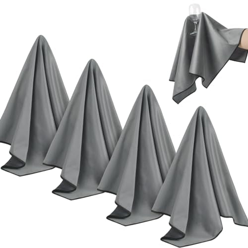 SINLAND Microfiber Glass Polishing Cloths Cleaning Rag 20x25In 4Pk Darkgrey - color: Dgrey, size: 20Inchx25Inch 4Pcs