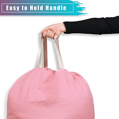 LOLOMLO Extra Large Canvas Laundry Bags with Handles & Drawstring Closure, Heavy Duty Tears Resistant Clothes Storage Travel Bags, Machine Washable Multi Use Laundry Bag liner for Laundry Hamper - 25.5 x 34 in - Pink - color: Pink