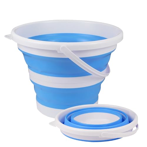 Hovom Car Collapsible Bucket, 10L 2.6 Gallon Foldable Round Tub, Blue - color: Blue