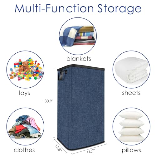 SNIGJAT Extra Large Laundry Hamper, Folding 100L Laundry Basket, Blue - color: Blue, size: 100L