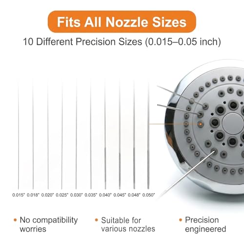 90 Pcs Shower Head Cleaner Set, Small Hole Nozzle Unclogger Tool with Stainless Steel Pins & Detail Cleaning Brushes, Unclogging Picks for Showerhead, Faucet and 3D Printer