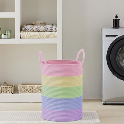 VIPOSCO 72L Tall Woven Laundry Basket Hamper, Rainbow - color: Rainbow, size: 72L
