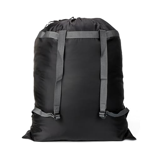 Laundry Bag Backpack, 27"x 34"Laundry Bag with Straps & Drawstring, Black - color: black