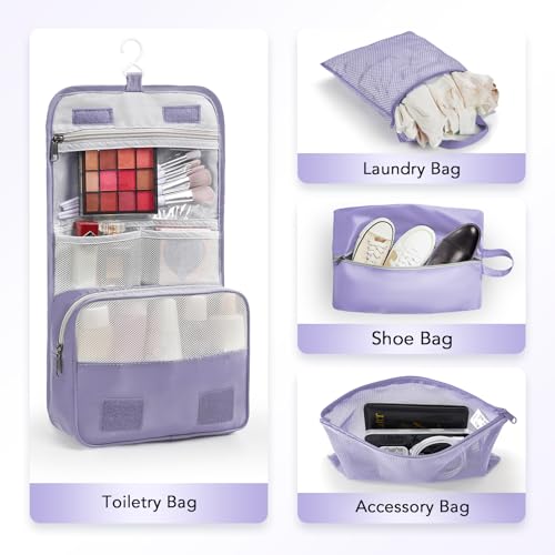 OlarHike 10 Set Compression Packing Cubes for Travel Essentials,Compressible Expandable Space Saver Bags for Organizing Clothes,Luggage Suitcase Garment Bags with Over 1000 pcs Mesh Holes(Purple Gray) - color: Purple Gray