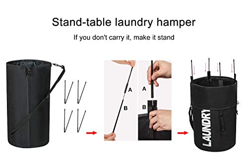 Chrislley 106L Collapsible Laundry Basket, Laundry Backpack, Laundry Bag - color: black