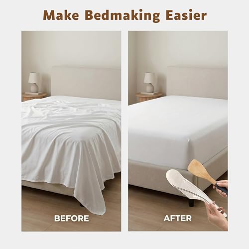 Mattress Lifter & Bed Maker Tool Set for Changing Sheets, Mattress Wedge Elevator to Lift and Hold, Bed Sheet Tucker Tool for Tucking Sheets & Bed Skirts, Built-in Dust Brush Included - Brown - color: Brown
