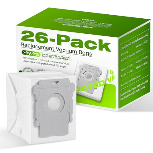 VBN 26 Pack Vacuum Bag for Roomba i/j/s Series & 100-700 Combo Robot Vacuum - size: 26 Pack -Large