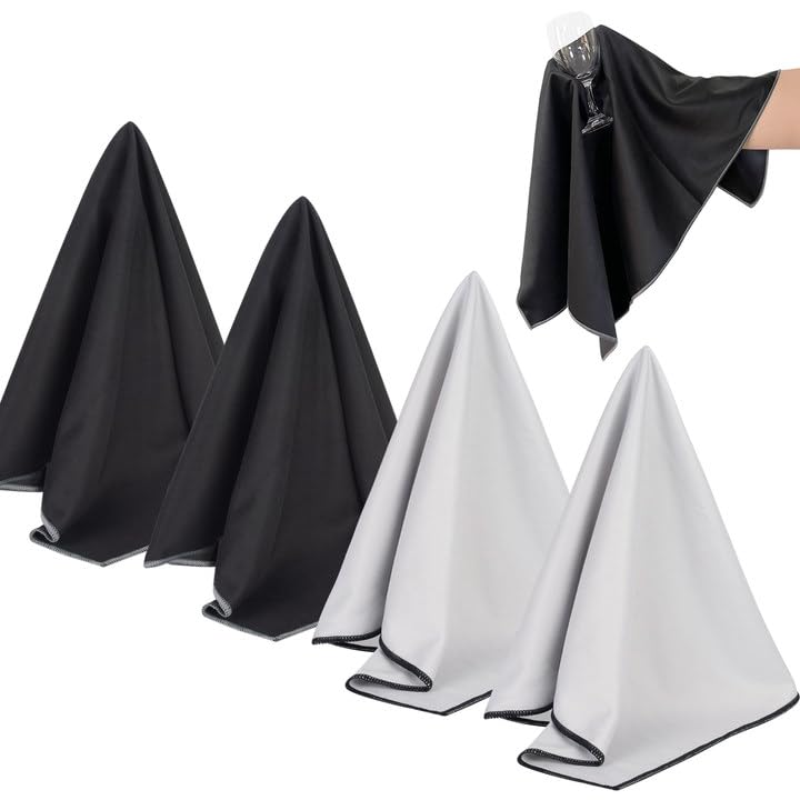 SINLAND Microfiber Glass Polishing Cloths Cleaning Rag 20x25In 4Pack - color: Black+light Grey, size: 20Inchx25Inch 4Pcs