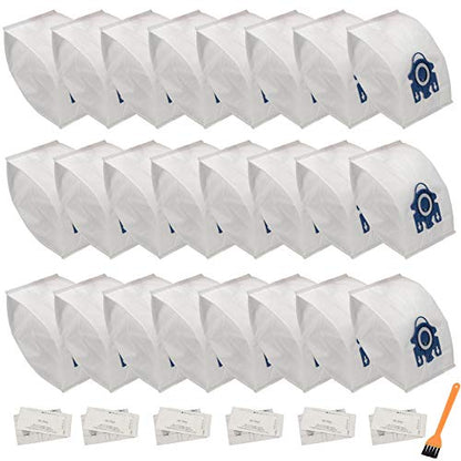 24 Pack GN Bags Compatible with Miele Bags Classic C1 Complete C1 Complete C2 Complete C3 S227/S240 S270 S400 S2 S5 S8 Series Canister Vacuum（24 Bags & 6 Filters & 1 Brush）