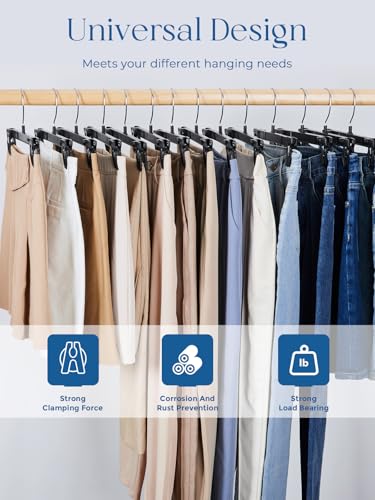 Smartor Black Pants Hangers 90 Pack, Skirt Hangers with Clips, 14 Inch - color: 90 Pack, size: 14