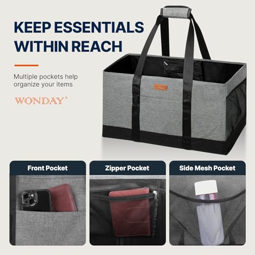 WONDAY Grey Foldable Utility Tote Bag, Reusable Grocery Bag - color: Grey
