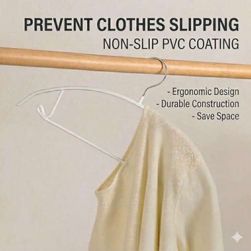 Non Slip PVC Coating Sweater Hangers (20, Silver/White) - color: Silver/White