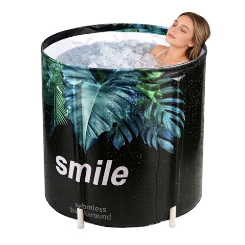 Portable Foldable Bathtub, Collapsible Adult Travel Bath Tub for Camping, Home & Spa, Space-Saving Storage, Durable PVC Material (Leaf, 27inch) - color: Leaf