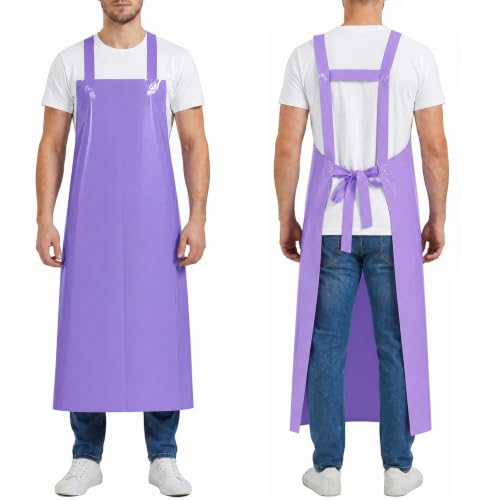 Molaxhome TPU Waterproof Apron Lightweight Oil-resistant Chef Apron - color: Purple
