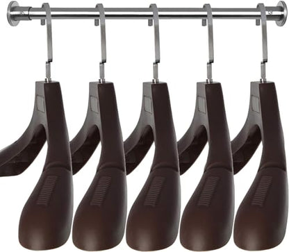 DEDU Suit Hangers for Men 20 Pack, Extra Wide Suit Hanger Non Slip Width 17.7", Thick Plastic Coat Hangers Brown with Metal Hook - color: Brown-20