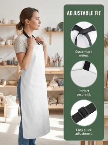 Molaxhome PU Waterproof Apron for Chef Lightweight Oil-Resistant Work Apron - color: White