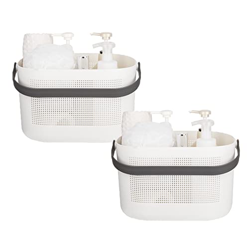 Plastic Portable Shower Caddy Basket, Storage Organizer, Grey, 2 Pack - color: Grey, size: 2 Pack