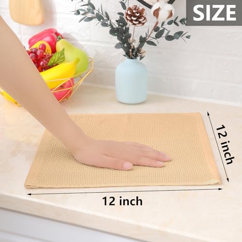 Homaxy 100% Cotton Waffle Weave Kitchen Dish Cloths 12-Pack, Apricot - color: Apricot, size: 12 X 12 - 12 Pack