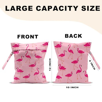 Pink Flamingo Wet Bag 12x10 Inch, Flamingo Waterproof Travel Laundry Bag - color: Flamingo 1418