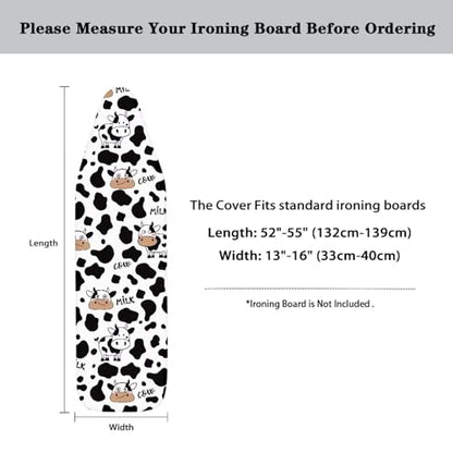 Flashideas Cow Print Ironing Board Cover and Pad- 52" x 13" Iron Board Cover Fits Standard Size, Iron Board Cover Accessories - color: Cow Print 1