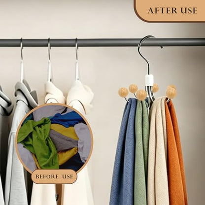 2Pack Sweatshirt Hangers with 6 Cedar Balls, Purse Hanger Scarf Hanger Wood - color: Wood Colour, size: 2 Pack