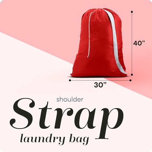 Handy Laundry Extra Large Laundry Bag with Shoulder Strap 30x40 in, Red - color: Red, size: 1-Pack