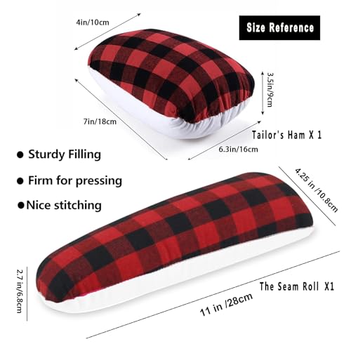 2 Pack Tailor Ham and Seam Roll Set, Sewing Ham for Pressing Tailors Ironing, Sturdy Tailor's Ham for Ironing, Dart, Collar, Curved Long Seams Kit